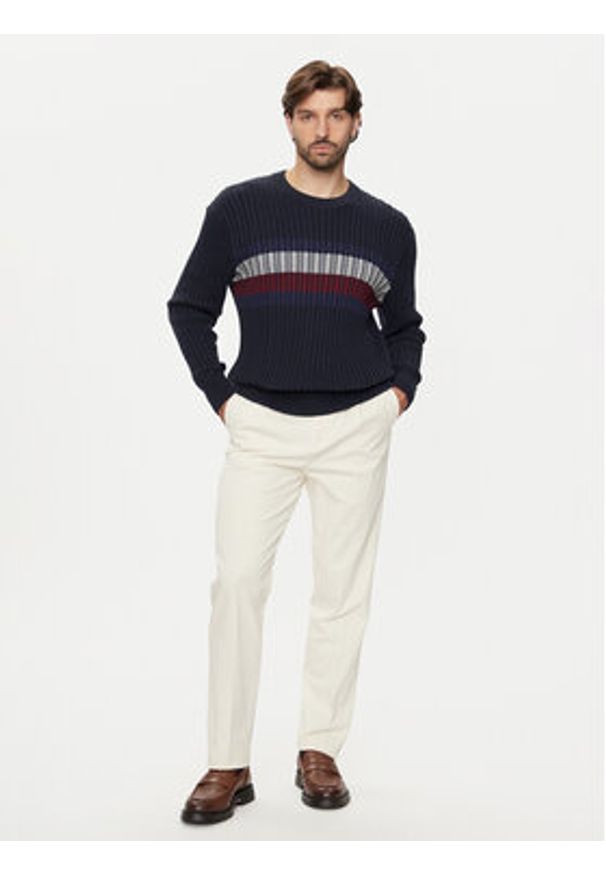 TOMMY HILFIGER - Tommy Hilfiger Sweter MW0MW37246 Granatowy Regular Fit. Kolor: niebieski. Materiał: bawełna