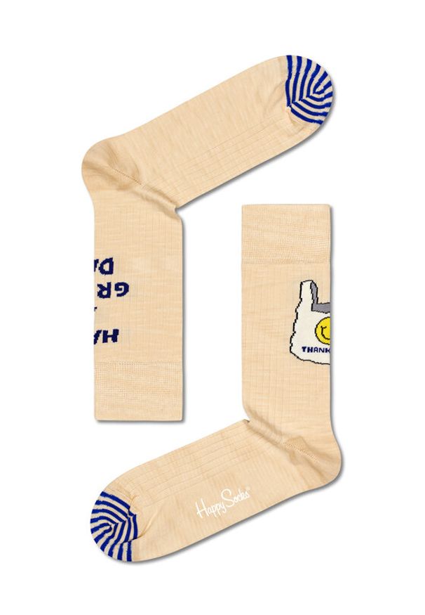 Happy-Socks - Happy Socks Skarpety wysokie unisex SOU01-1700 Beżowy. Kolor: beżowy. Materiał: materiał, bawełna