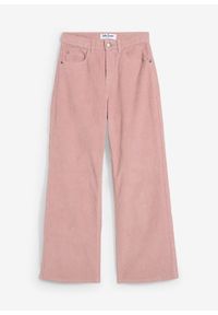 bonprix - Spodnie sztruksowe, Loose Fit. Kolor: różowy. Materiał: sztruks