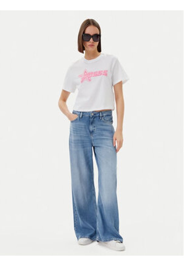 Guess T-Shirt V5GI12 K9RM1 Biały Boxy Fit. Kolor: biały. Materiał: bawełna