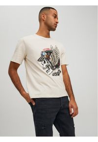 Jack & Jones - Jack&Jones T-Shirt Roxbury 12227779 Beżowy Regular Fit. Kolor: beżowy. Materiał: bawełna