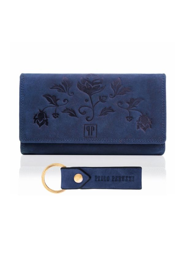 Zestaw prezentowy ZUP-95 skórzany PAOLO PERUZZI granatowy. Kolor: niebieski. Materiał: skóra