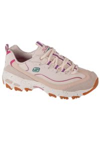 skechers - Buty sportowe Sneakersy damskie Skechers D'Lites - Bold Views. Kolor: beżowy, różowy. Materiał: skóra, syntetyk, tkanina, materiał. Sport: turystyka piesza