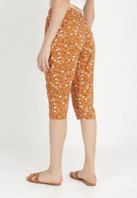 Born2be - Pomarańczowe Spodnie z Bawełny Clymynome. Okazja: na co dzień. Kolor: pomarańczowy. Materiał: bawełna. Wzór: aplikacja, kwiaty. Sezon: wiosna, lato. Styl: casual #4