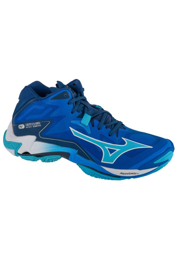 Mizuno - Buty do siatkówki męskie, Wave Lightning Z8 Mid. Kolor: niebieski. Model: Mizuno Wave. Sport: siatkówka