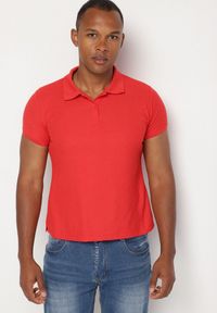 Born2be - Czerwony T-shirt Polo z Bawełną Fodelira. Okazja: na co dzień. Typ kołnierza: polo. Kolor: czerwony. Materiał: bawełna. Styl: klasyczny, elegancki, casual #6
