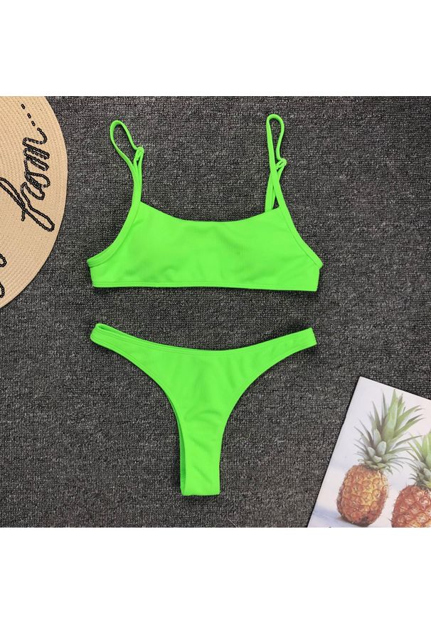 Intica - Bikini z ramiączkami na lato plażowe Raye. Kolor: zielony. Materiał: materiał