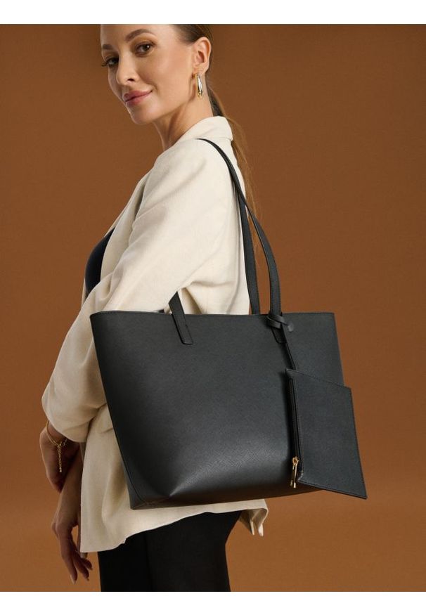 Sinsay - Torba shopper - czarny. Kolor: czarny