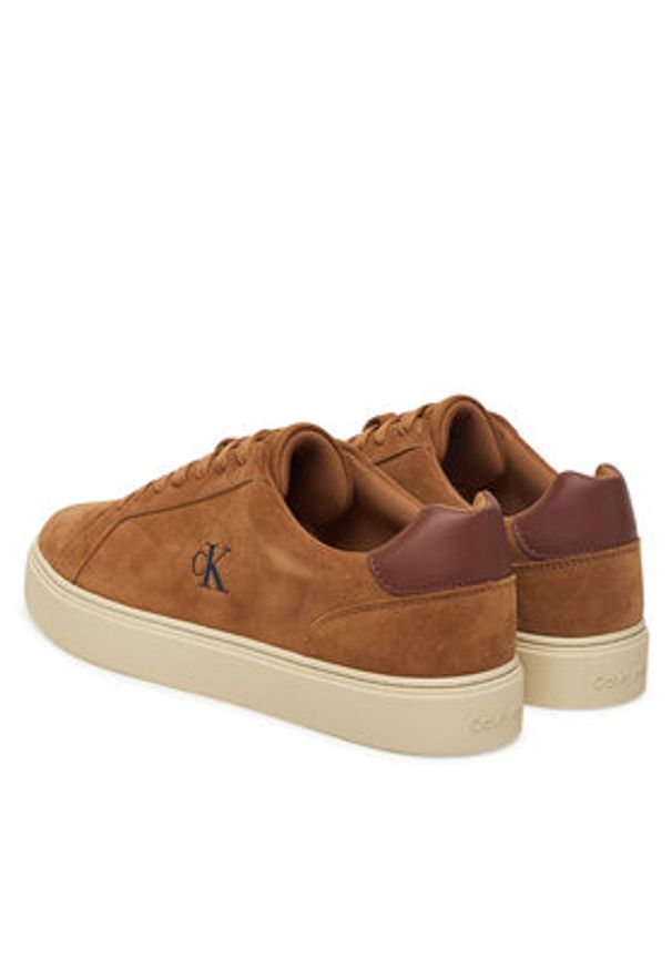 Calvin Klein Sneakersy Classic Cupsole Laceup Su YM0YM01434 Brązowy. Kolor: brązowy. Materiał: zamsz, skóra