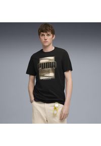 Puma - Męska koszulka z błyszczącym nadrukiem PUMA Black. Kolor: czarny. Wzór: nadruk. Sport: fitness