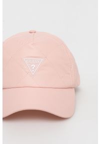 Guess czapka kolor różowy z aplikacją. Kolor: różowy. Wzór: aplikacja #2