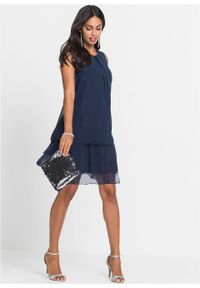 Sukienka szyfonowa bonprix ciemnoniebieski. Kolor: niebieski. Materiał: szyfon #3