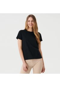 Sinsay - Koszulka bawełniana - Czarny. Kolor: czarny. Materiał: bawełna