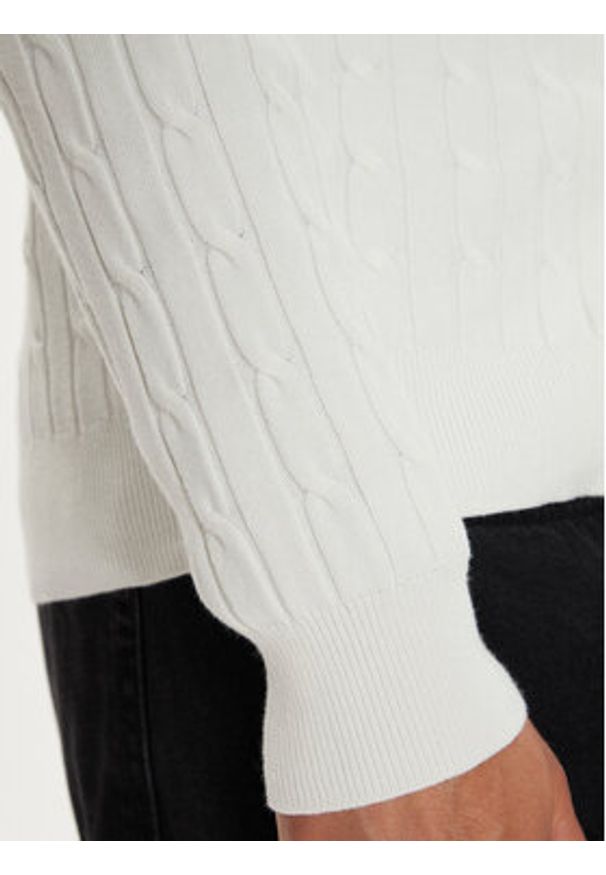GANT - Gant Kardigan 4800103 Biały Slim Fit. Kolor: biały. Materiał: bawełna