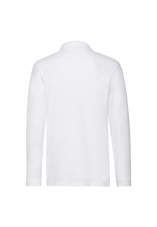 FRUIT OF THE LOOM - Męska Koszulka Polo Premium Z Długim Rękawem. Typ kołnierza: polo. Kolor: biały. Długość rękawa: długi rękaw. Długość: długie