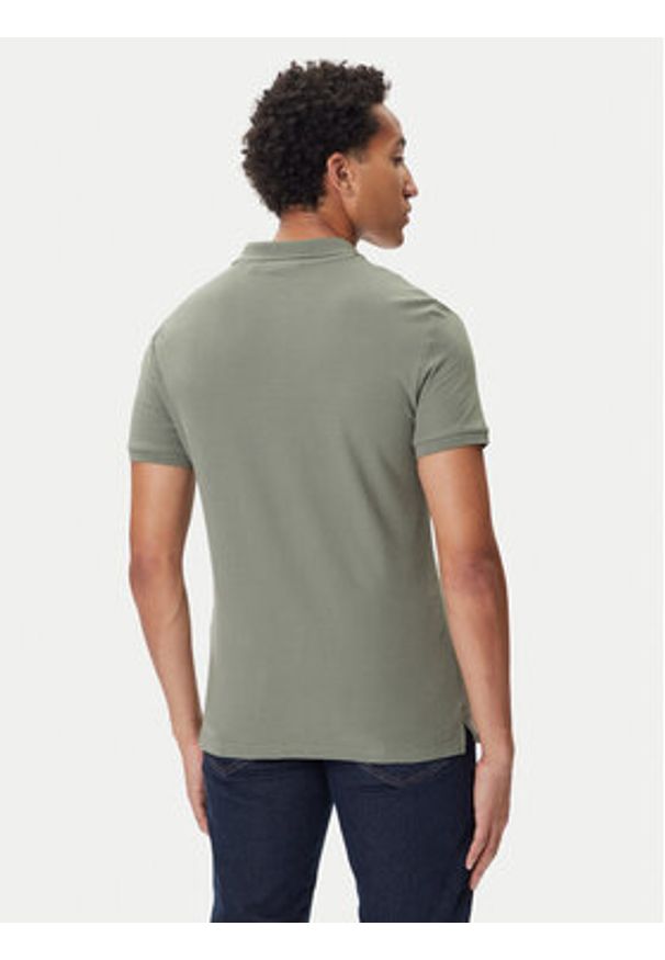 Mustang Polo Pierre 1016880 Zielony Slim Fit. Typ kołnierza: polo. Kolor: zielony. Materiał: bawełna