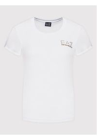 EA7 Emporio Armani T-Shirt 8NTT65 TJDQZ 1100 Biały Slim Fit. Kolor: biały. Materiał: bawełna