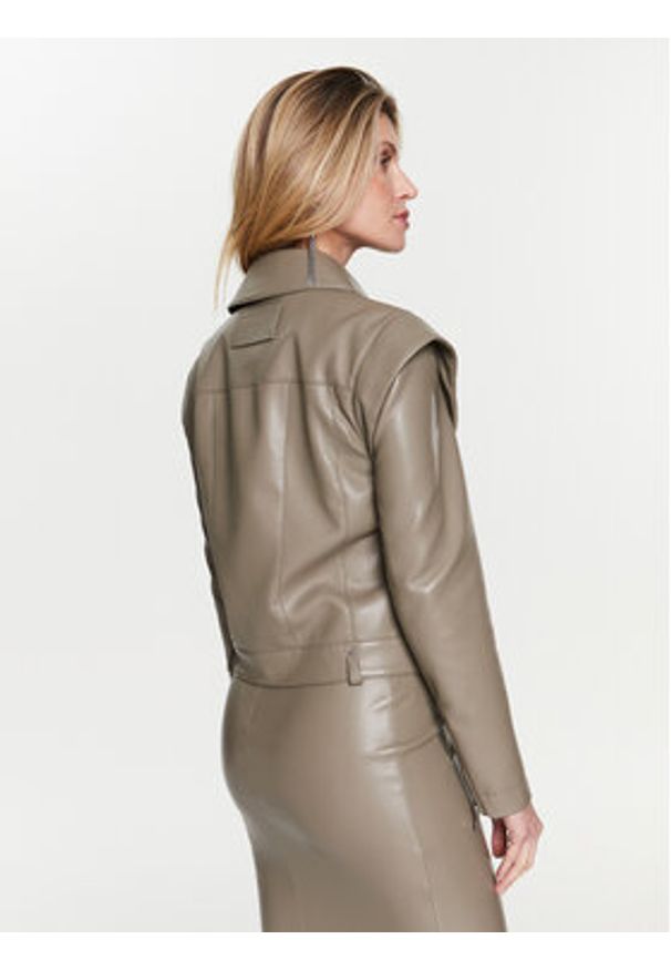 Patrizia Pepe Kurtka z imitacji skóry 8O0050/E005-G545 Beżowy Regular Fit. Kolor: beżowy. Materiał: skóra