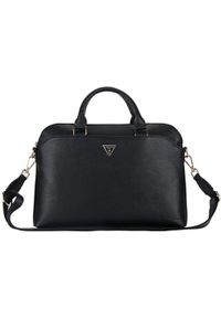 Bag Guess Grained Zipper Pocket Triangle Logo 15" black