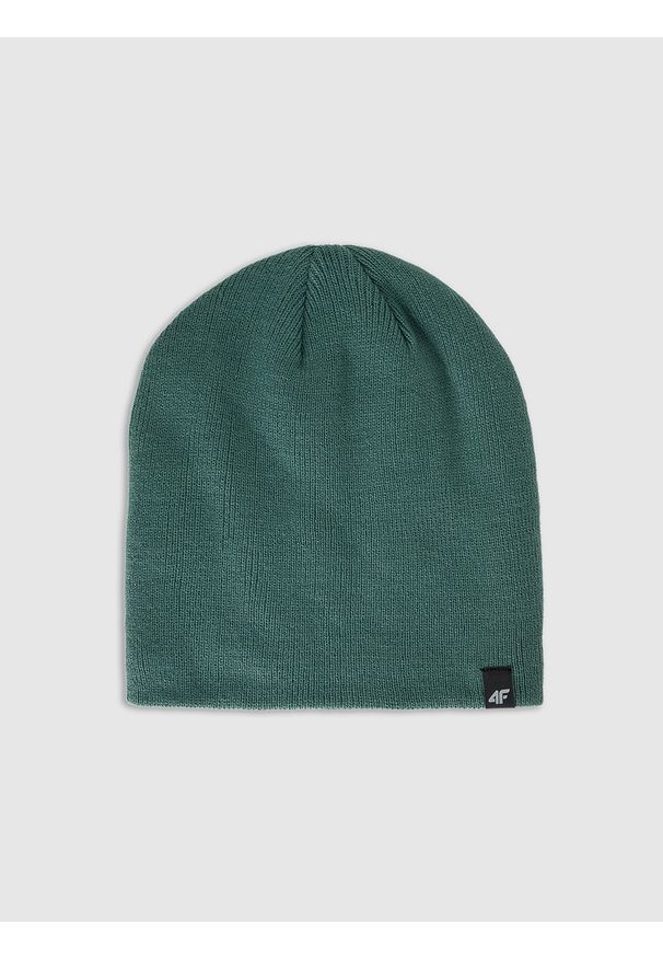 4f - 4F Czapka zimowa męska - oliwkowa L. Kolor: oliwkowy, brązowy, wielokolorowy. Materiał: skóra, syntetyk, materiał. Sezon: zima. Styl: casual