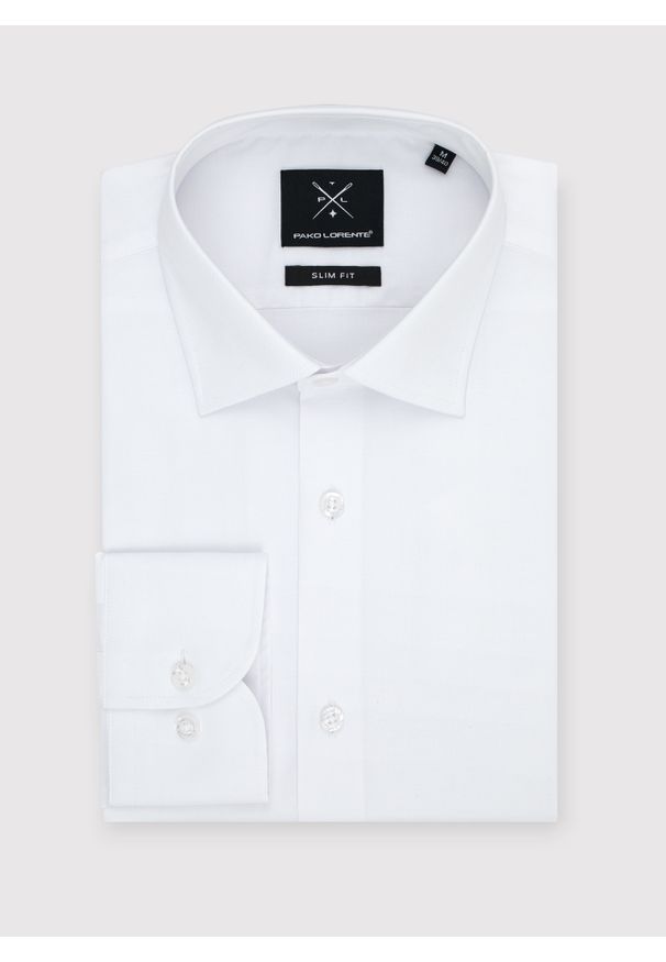 Pako Lorente - PAKO LORENTE – Biała bawełniana koszula męska. Okazja: na studniówkę. Kolor: czarny, biały. Materiał: bawełna. Długość rękawa: długi rękaw. Długość: długie. Wzór: gładki
