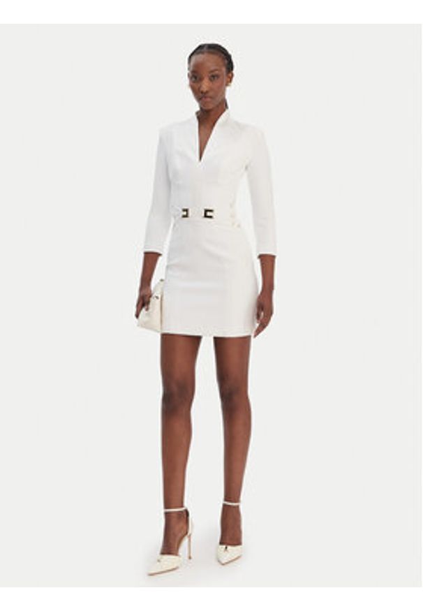 Elisabetta Franchi Sukienka koktajlowa AB-869-61E2-V520 Biały Regular Fit. Kolor: biały. Materiał: syntetyk. Styl: wizytowy