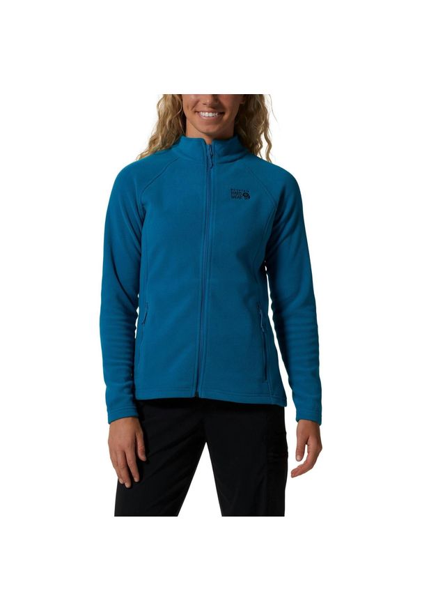 MOUNTAIN HARDWEAR - Damska bluza polarowa Mountain Hardwear Polartec Microfleece z pełnym zamkiem bł. Typ kołnierza: polo. Kolor: niebieski. Materiał: polar