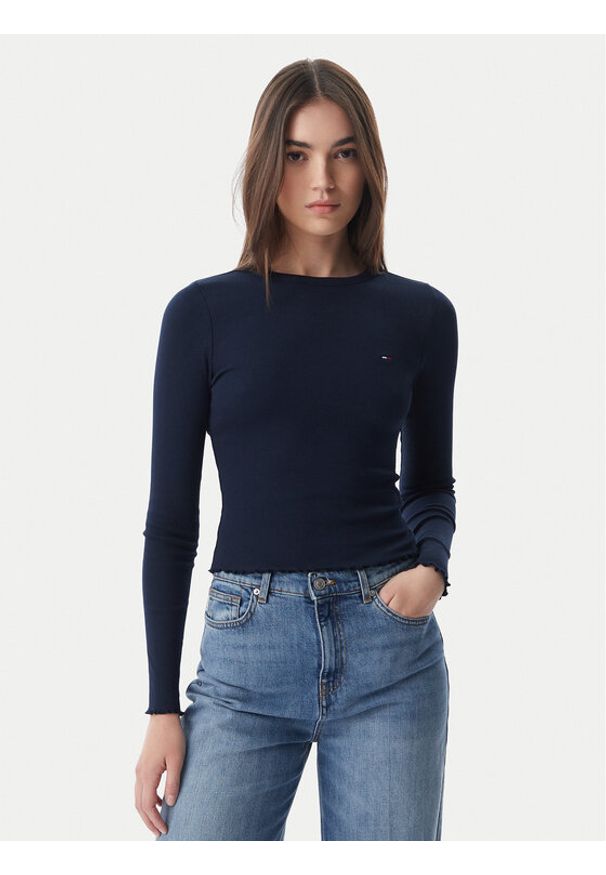 Tommy Jeans Bluzka DW0DW22783 Granatowy Slim Fit. Kolor: niebieski. Materiał: bawełna