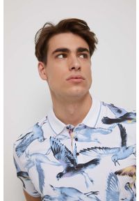 medicine - Medicine polo męski kolor biały wzorzysty. Typ kołnierza: polo. Kolor: biały. Materiał: dzianina. Długość rękawa: krótki rękaw. Długość: krótkie #4