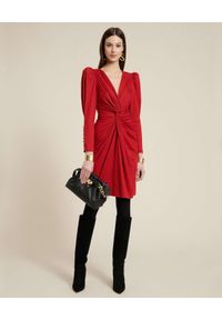Luisa Spagnoli - LUISA SPAGNOLI - Czerwona sukienka mini Grafico. Kolor: czerwony. Materiał: wełna. Długość rękawa: długi rękaw. Typ sukienki: dopasowane. Długość: mini #3
