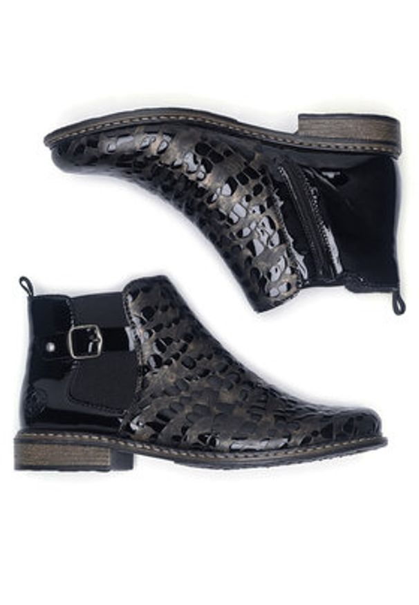 Rieker Botki Z4965-90 Czarny. Kolor: czarny. Materiał: skóra