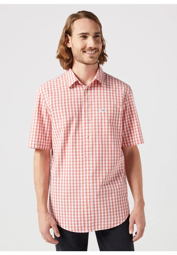 Wrangler - MESKA KOSZULA WRANGLER SS 1 PKT SHIRT RED 112350569