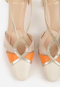 Born2be - Beżowe Czółenka na Stożkowym Obcasie z Metalicznymi Paskami Iphophi. Okazja: na co dzień, na spotkanie biznesowe. Zapięcie: pasek. Kolor: beżowy. Materiał: jeans. Obcas: na obcasie. Styl: casual, biznesowy, elegancki. Wysokość obcasa: średni #5