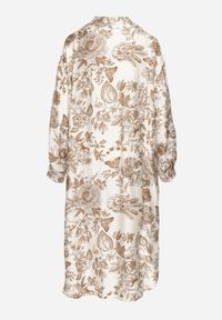 Born2be - Beżowa Wiskozowa Sukienka Koszulowa w Kwiaty Varvesa. Okazja: na co dzień. Typ kołnierza: kołnierzyk klasyczny. Kolor: beżowy. Materiał: wiskoza. Długość rękawa: długi rękaw. Wzór: kwiaty. Typ sukienki: koszulowe. Styl: klasyczny, casual, elegancki #2