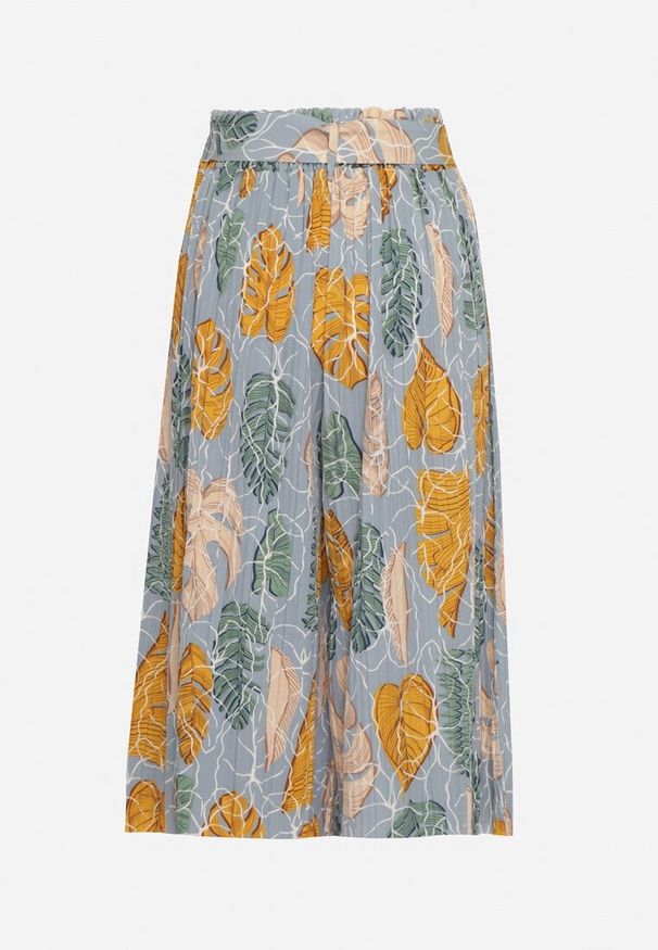 Born2be - Jasnoniebieskie Szerokie Spodnie z Wysokim Stanem i Bawełną oraz Gumką w Talii Opefia. Okazja: na co dzień. Stan: podwyższony. Kolor: niebieski. Materiał: bawełna. Styl: casual, elegancki