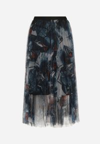 Born2be - Czarno-Niebieska Spódnica z Plisowanego Tiulu z Gumką w Pasie Timapei. Kolor: czarny. Materiał: tiul #4