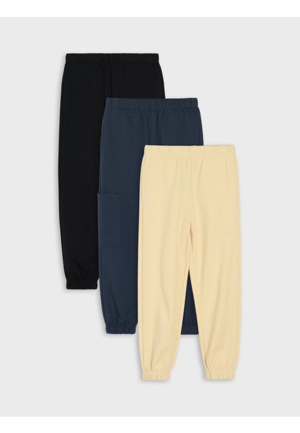 Sinsay - Spodnie oversize z z dzianiny pique i french terry 3 pack - granatowy. Kolor: niebieski. Materiał: dzianina