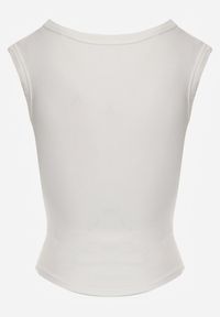 Renee - Biały Wiskozowy Top Dopasowany z Kwadratowym Dekoltem Bez Rękawów Bilincja. Okazja: na co dzień. Typ kołnierza: dekolt kwadratowy. Kolor: biały. Materiał: wiskoza. Długość rękawa: bez rękawów. Styl: casual #5