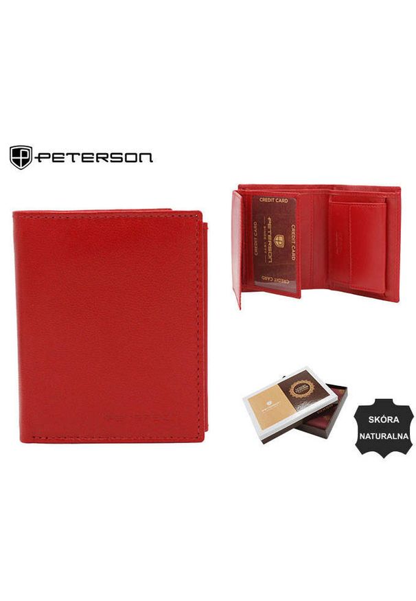 Portfel skórzany Peterson [DH] PTN RD-270-GCL czerwony. Kolor: czerwony. Materiał: skóra