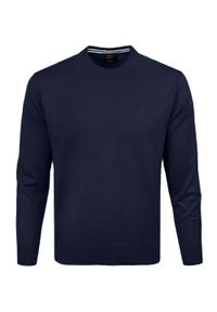 Wełniany Sweter, Okrągły Dekolt (U-Neck) - Pako Jeans - Granatowy. Okazja: do pracy, na spotkanie biznesowe. Kolor: niebieski. Materiał: wełna, akryl. Styl: klasyczny, biznesowy #1