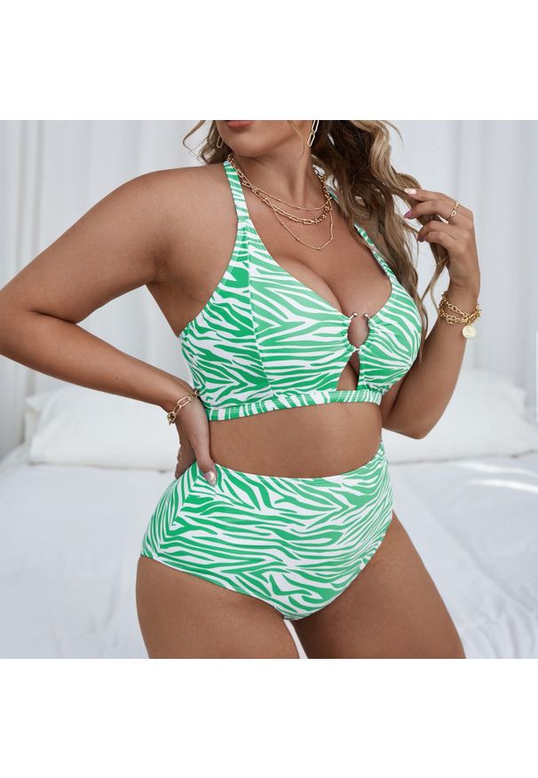 Intica - Dwuczęściowy strój kąpielowy z wysokim stanem na plażę i basen Sholeh. Stan: podwyższony. Kolor: wielokolorowy. Materiał: materiał