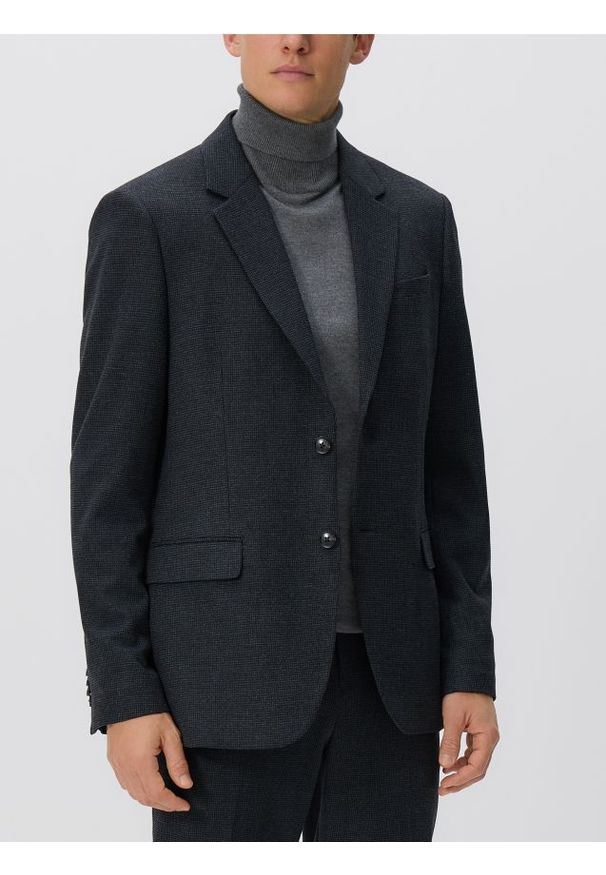 Reserved - Marynarka regular fit z wiskozą - ciemnoszary. Kolor: szary. Materiał: wiskoza