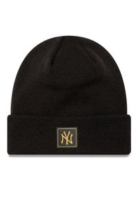 New Era Czapka New York Yankees Metallic Badge Black Cuff Knit Beanie 60424815 Czarny. Kolor: czarny. Materiał: akryl, materiał