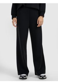4f - 4F Spodnie dresowe z szerokimi nogawkami z modalem damskie - czarne XL. Stan: podwyższony. Kolor: czarny. Materiał: dresówka. Wzór: gładki #2