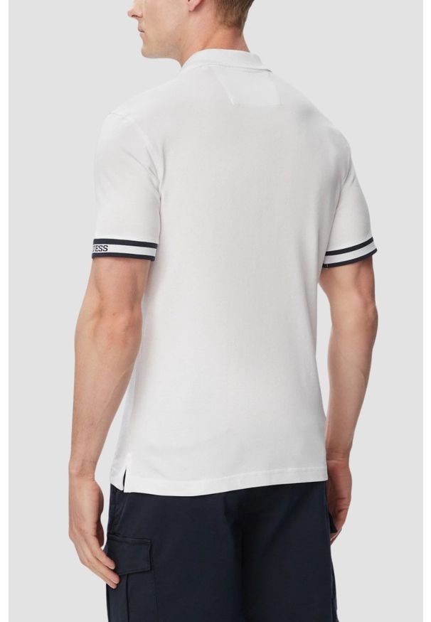 Guess - GUESS Biały męski t-shirt polo Lyle, Rozmiar XL. Okazja: na co dzień. Typ kołnierza: polo. Kolor: biały. Materiał: jeans. Styl: casual, klasyczny