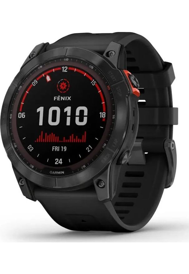 GARMIN - Zegarek sportowy Garmin Fenix 7X Solar Czarny (010-02541-01). Kolor: czarny. Styl: sportowy