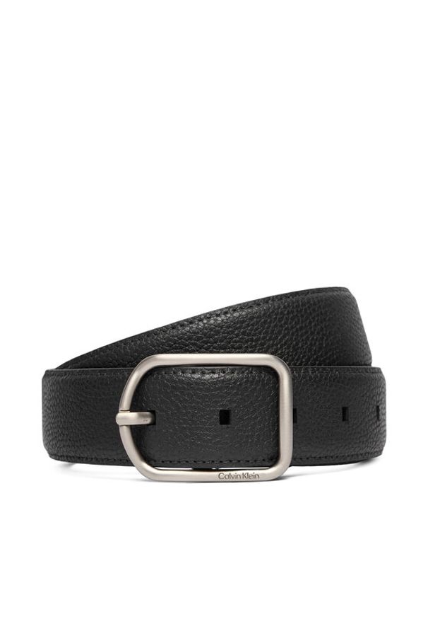 Calvin Klein Pasek Męski Round Buckle 35Mm LV04D7024G Czarny. Kolor: czarny. Materiał: skóra