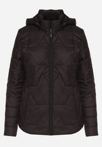 Born2be - Czarna Pikowana Kurtka z Odpinanym Kapturem Noridi. Okazja: na co dzień. Kolor: czarny. Materiał: jeans. Styl: casual, elegancki, klasyczny #6