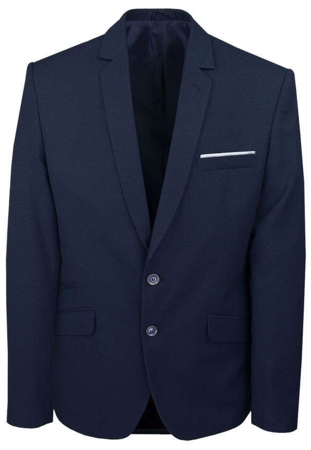 Męski, Taliowany Garnitur (Wesele, Studniówka) - Casino - Granat. Materiał: poliester, wiskoza