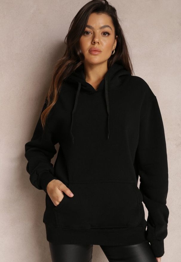 Renee - Czarna Bluza Bawełniana z Kapturem Marmi. Typ kołnierza: kaptur. Kolor: czarny. Materiał: bawełna
